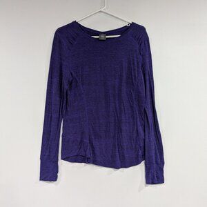 Joe Fresh Active Long Sleeve with Ruching Space Dye Purple Size Large